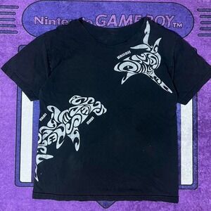 vintage y2k Black and white hawaii shark all around graphic tee size medium